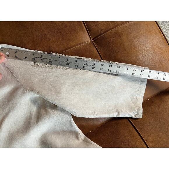 Edward Irish Linen Tunic, Large, 3/4 sleeve, cutout sleeve detail, cream color - Picture 9 of 10